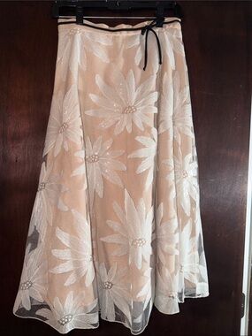Eva Franco Anthropologie Floral Lace Midi Skirt- 6P